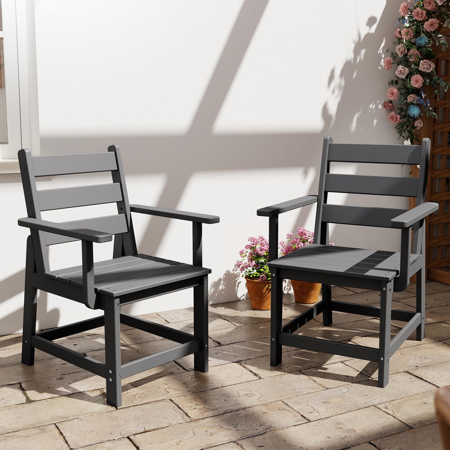 Outdoor Furniture Dining Set - HDPE 야외 식탁 의자 세트 2개,