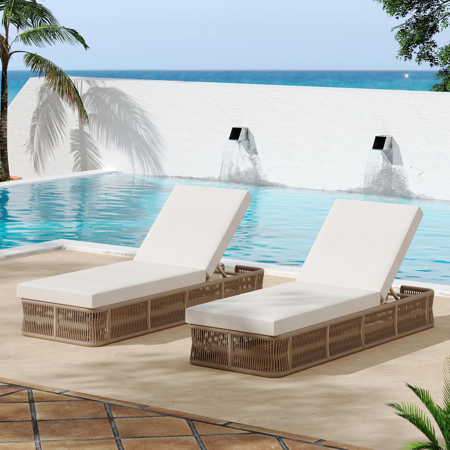 Outdoor Furniture Without Cushions - 직조 로프 라운지 의자, 5단계 조절