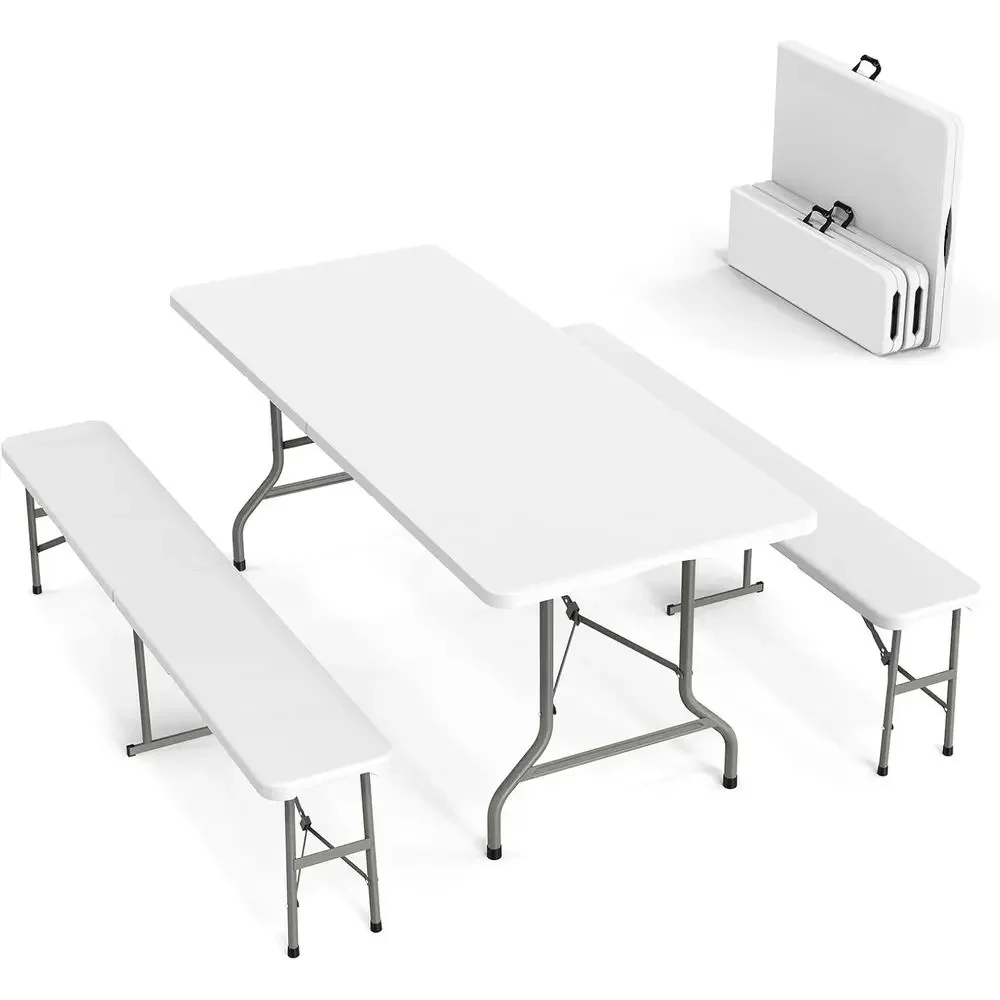 Outdoor Furniture Dining Set - 야외 피크닉 테이블 세트(벤치 2개, 6인용