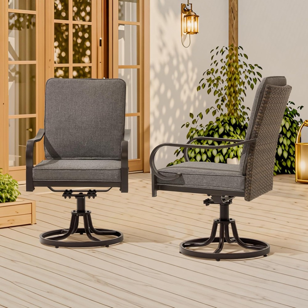 Outdoor Furniture Dining Set - 파티오 회전 의자 2개 세트, 두꺼운