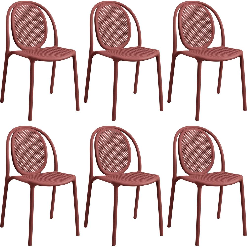 Outdoor Furniture Easy To Clean - 내후성 적층형 식탁 의자 6개 세트