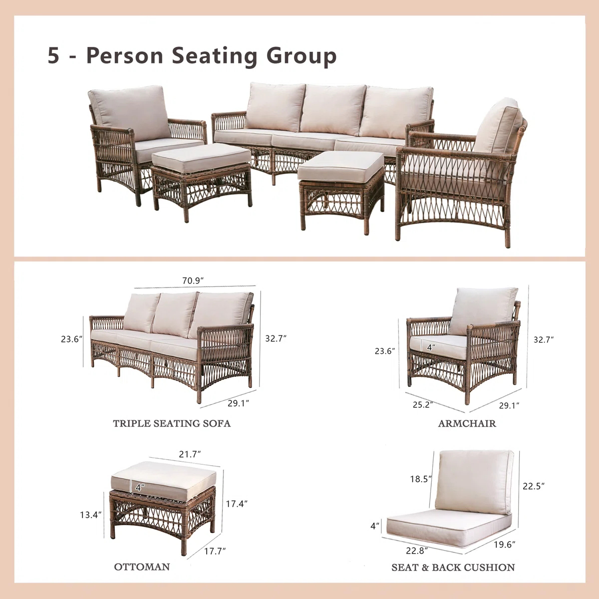 ！@Dwoo 내구성이 뛰어난 PE 위커 5피스 야외 파 - Outdoor Furniture Easy To Clean 리뷰 및 가격