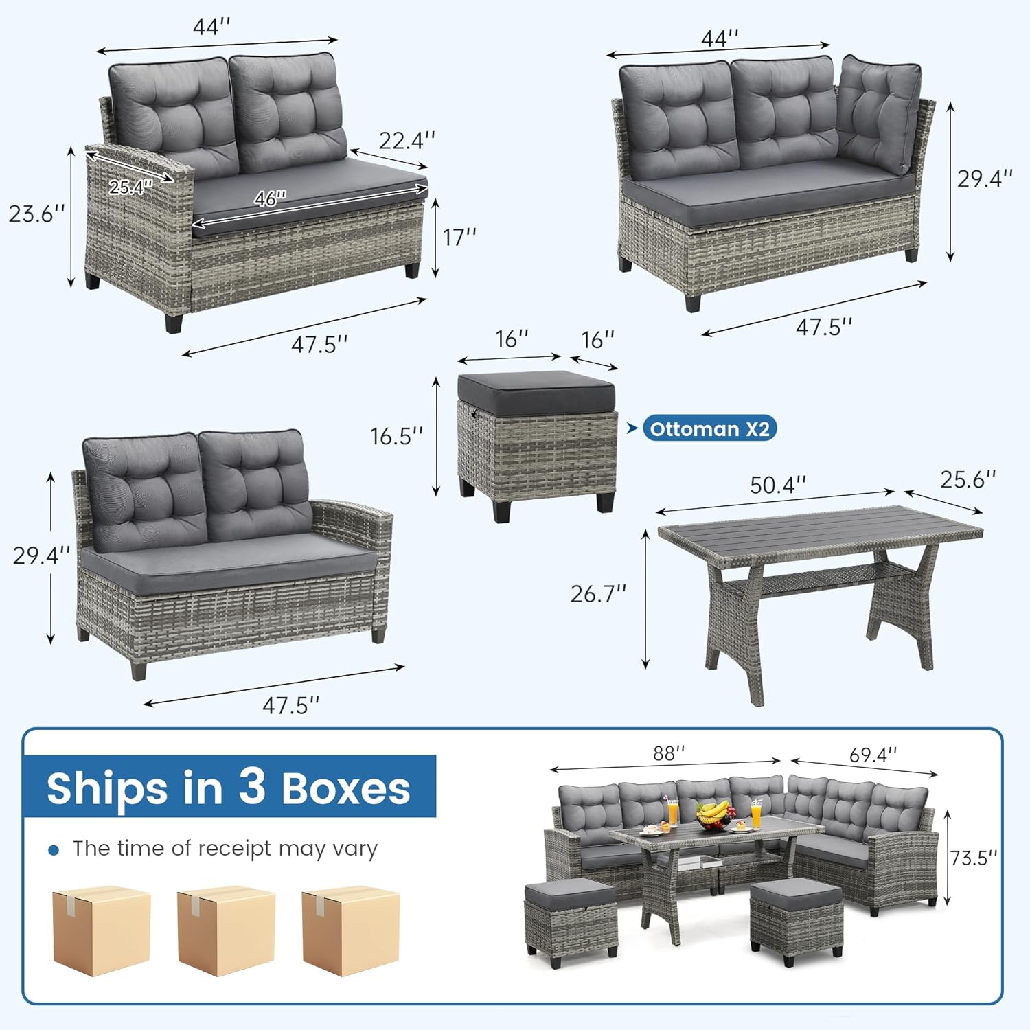 6피스 파티오 가구 세트, 식사 및 대화용 세트, 그레 - Outdoor Furniture Dining Set 리뷰 및 가격