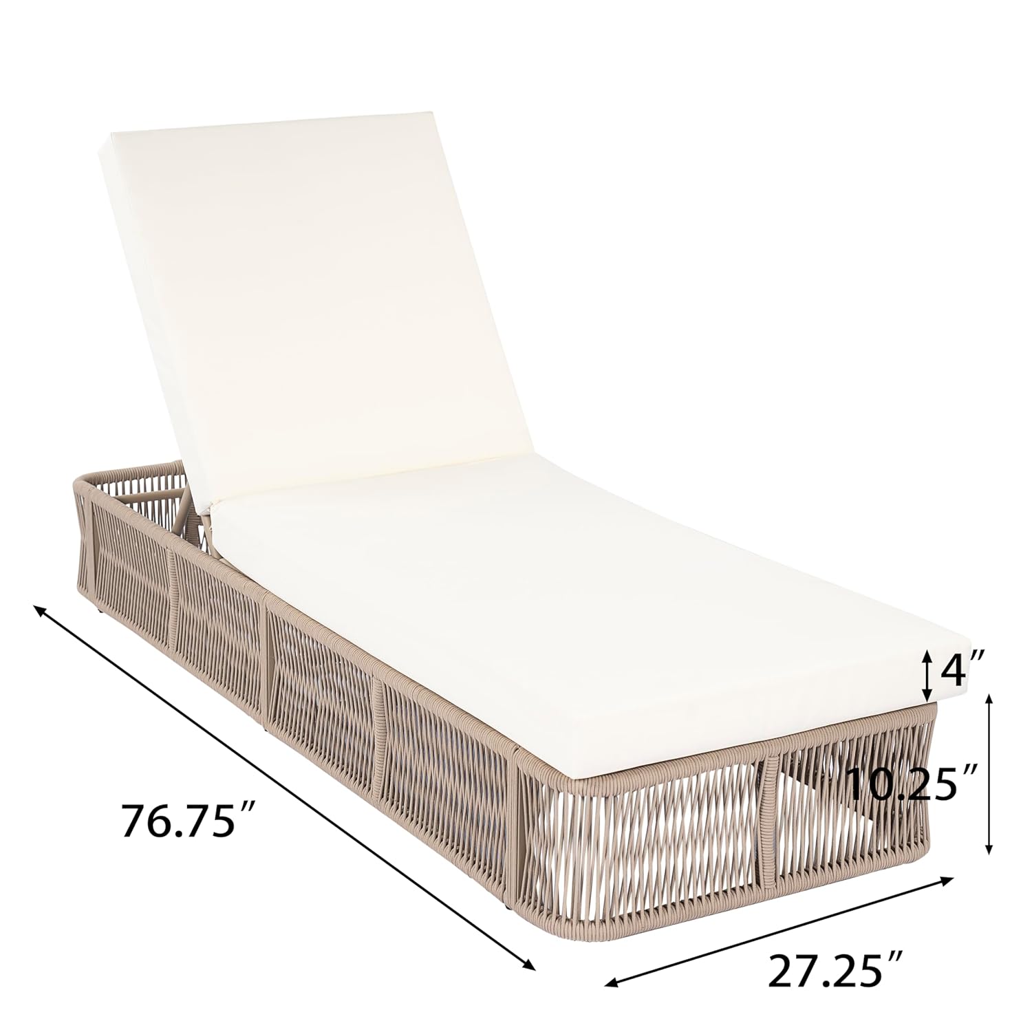직조 로프 라운지 의자, 5단계 조절 가능한 등받이,  - Outdoor Furniture Without Cushions 리뷰 및 가격