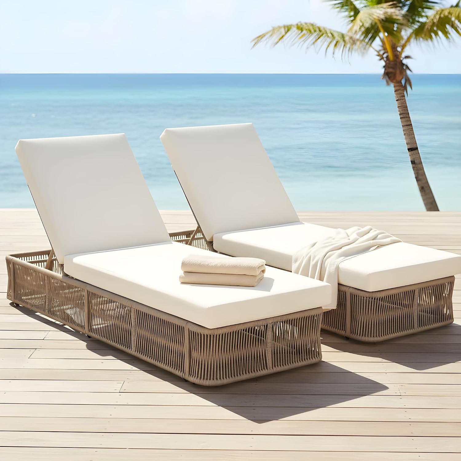 직조 로프 라운지 의자, 5단계 조절 가능한 등받이,  - Outdoor Furniture Without Cushions 리뷰 및 가격