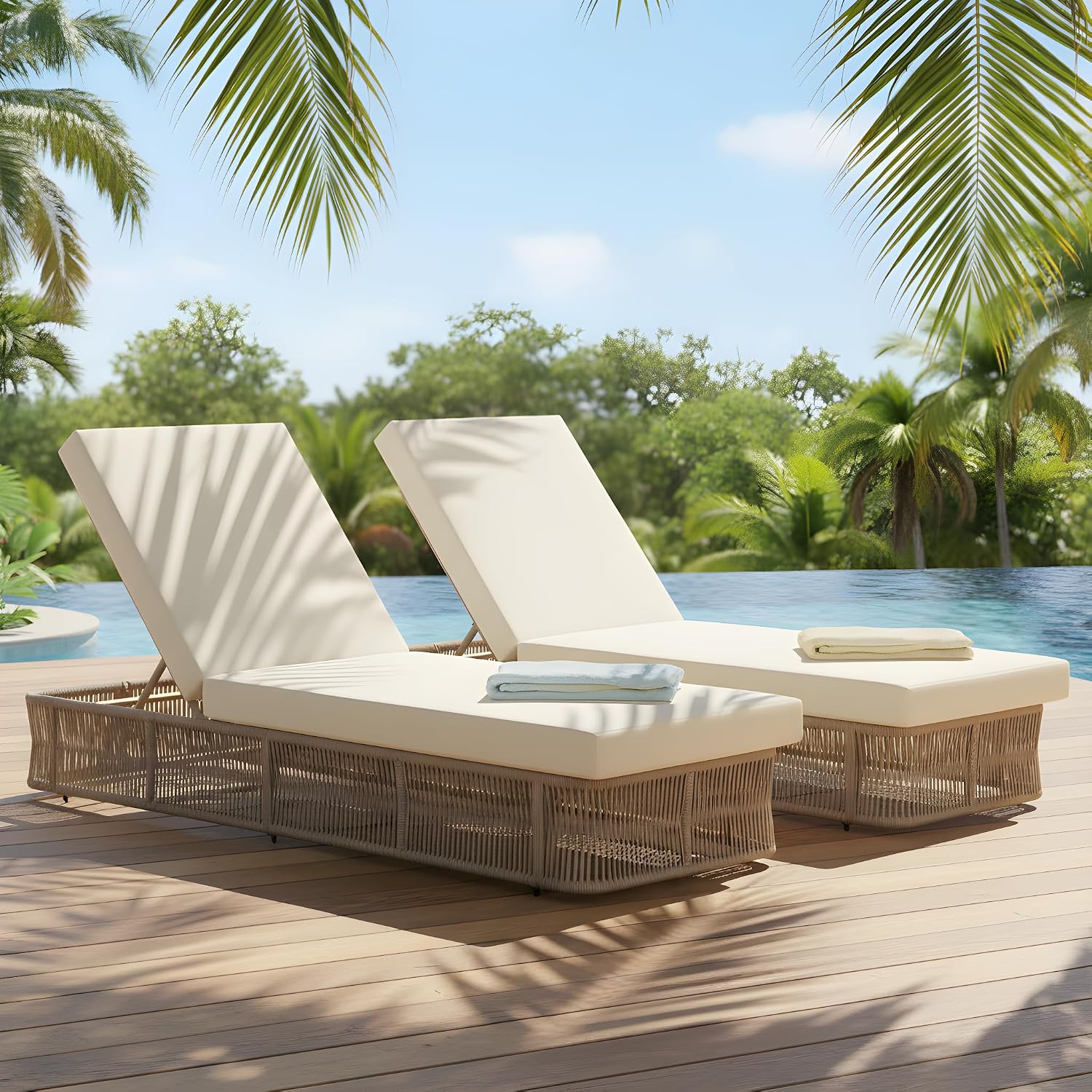 직조 로프 라운지 의자, 5단계 조절 가능한 등받이,  - Outdoor Furniture Without Cushions 리뷰 및 가격