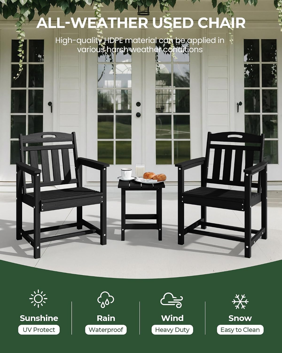 방수 HDPE 파티오 식탁 의자, 넓고 인체공학적인 좌 - Outdoor Furniture Dining Set 리뷰 및 가격