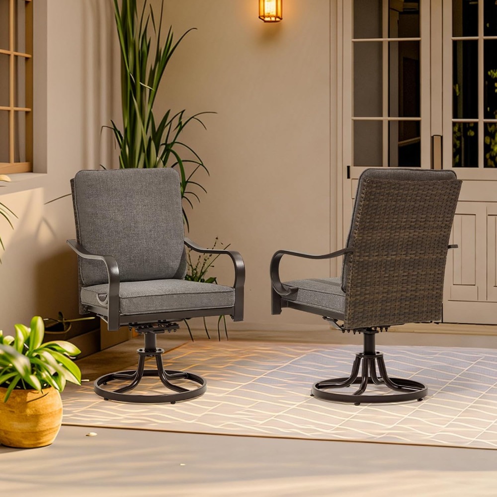파티오 회전 의자 2개 세트, 두꺼운 쿠션이 있는 야외 - Outdoor Furniture Dining Set 리뷰 및 가격