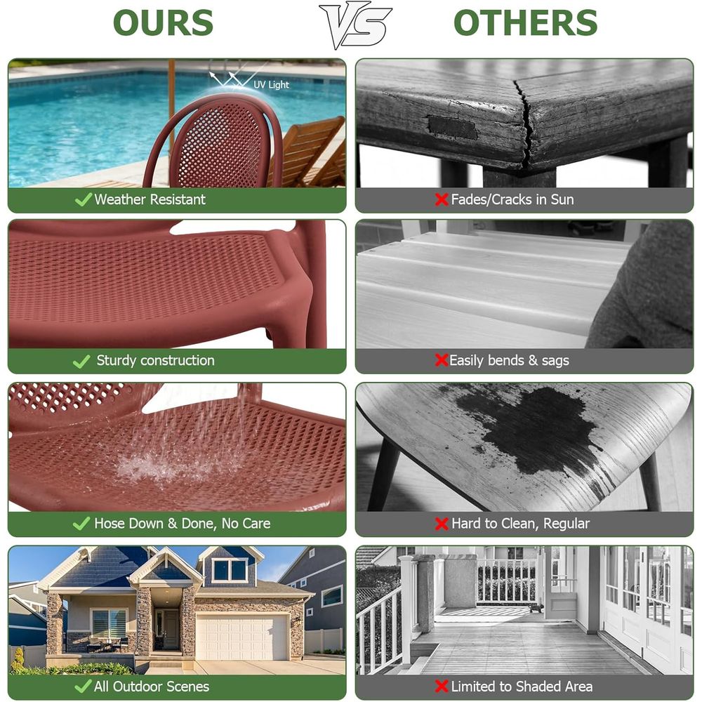 내후성 적층형 식탁 의자 6개 세트 (실내/실외용) - - Outdoor Furniture Easy To Clean 리뷰 및 가격