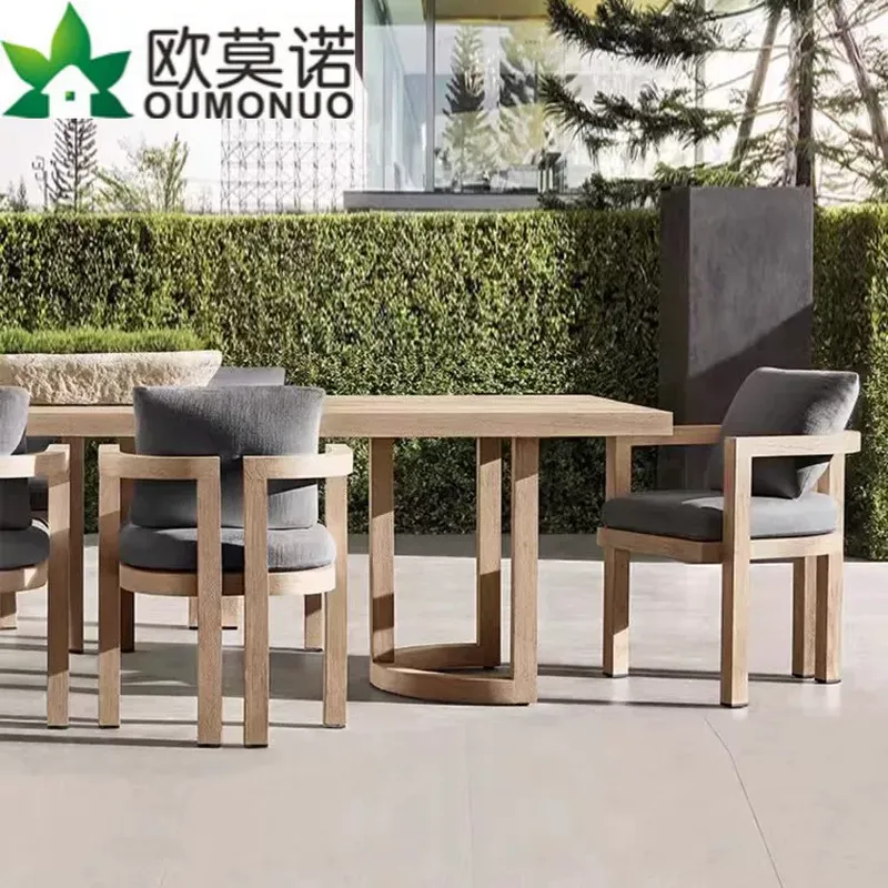 북유럽 스타일 티크 원목 다이닝 세트 1 테이블 6 의 - Outdoor Furniture Dining Set 리뷰 및 가격