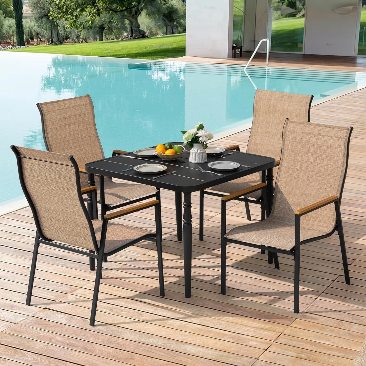 4인용 5피스 사각형 다이닝 세트, 야외 정원용 스태킹 - Outdoor Furniture Dining Set 리뷰 및 가격