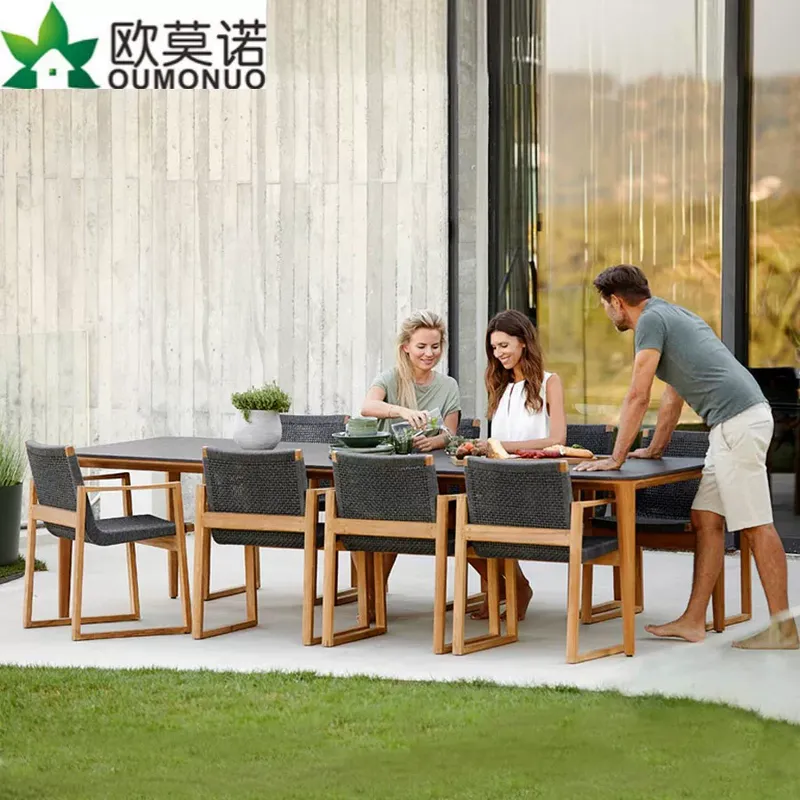 야외 라탄 티크 다이닝 세트 1 테이블 6 의자 항균  - Outdoor Furniture Dining Set 리뷰 및 가격