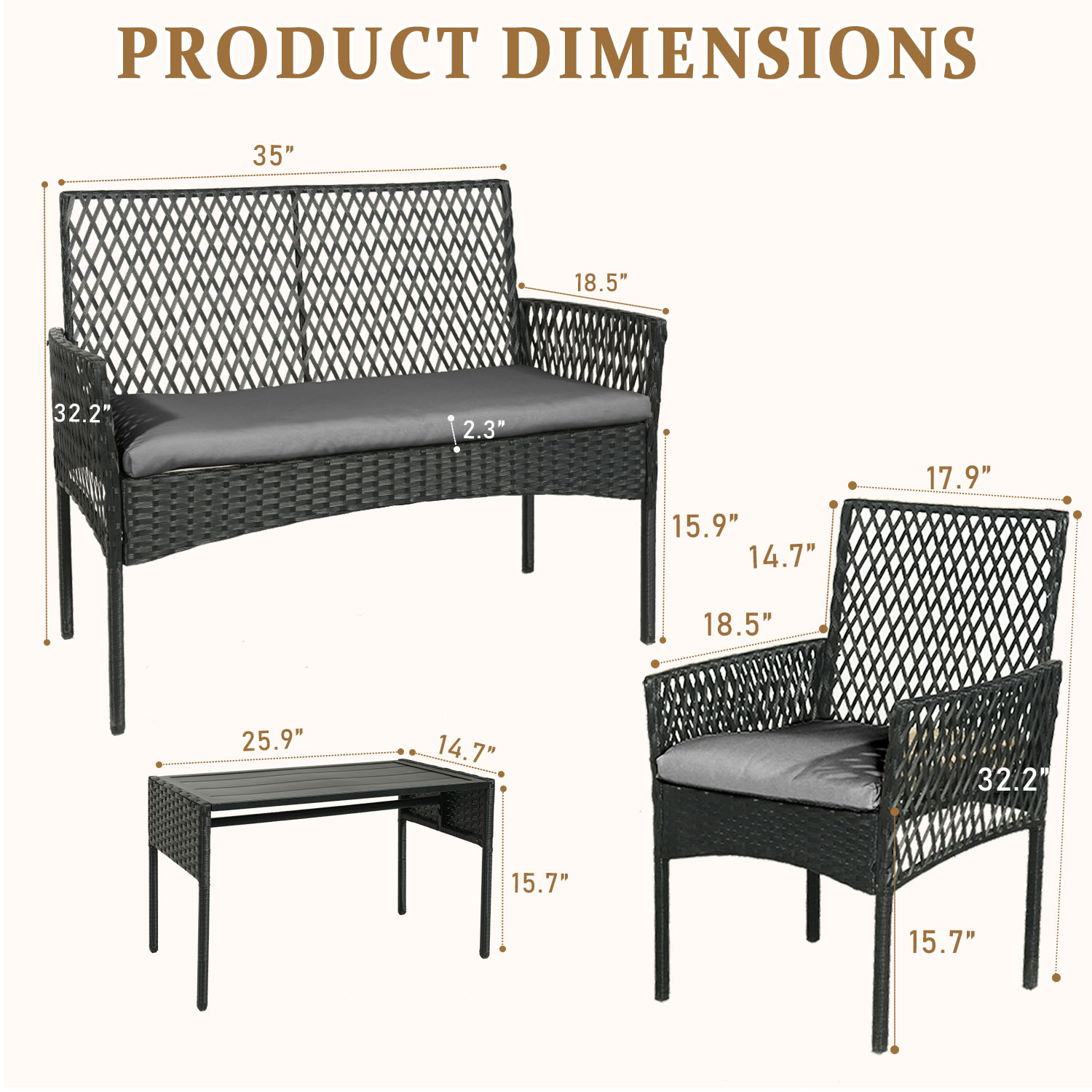 야외 파티오 가구 세트 4종, 쿠션과 커피 테이블이 포 - Outdoor Furniture Without Cushions 리뷰 및 가격