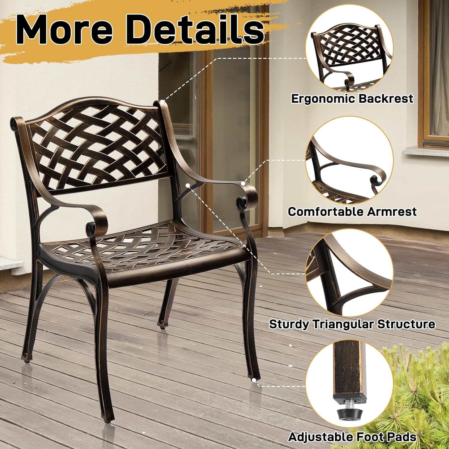 주조 알루미늄 야외 식사용 의자 2개 세트, 전천후 파 - Outdoor Furniture Dining Set 리뷰 및 가격